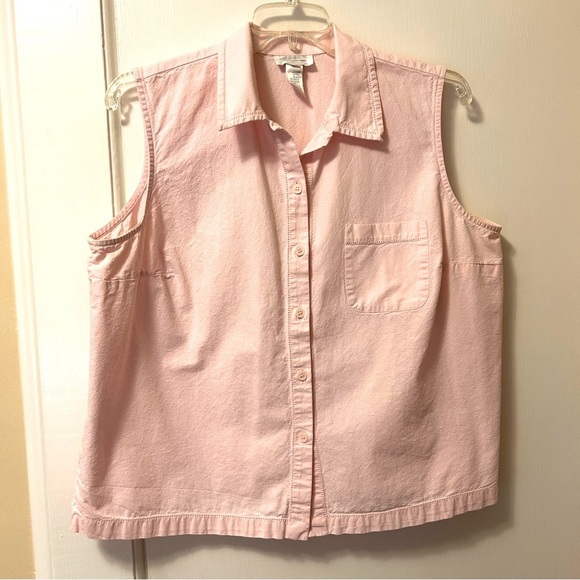 Jones NY Vintage Button Front Blouse Light Pink Cotton Sleeveless Plus size 18W - Picture 6 of 15